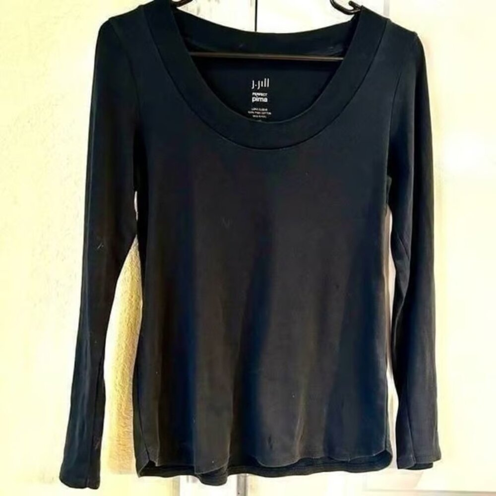 J Jill women’s Perfect Pima 100% Pima long sleeve black t-shirt size XS